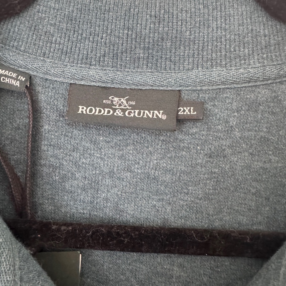 NWT Rodd & Gunn 2XL Quarter Zip Australian Cotton Sweater Teal Pullover - Picture 3 of 5